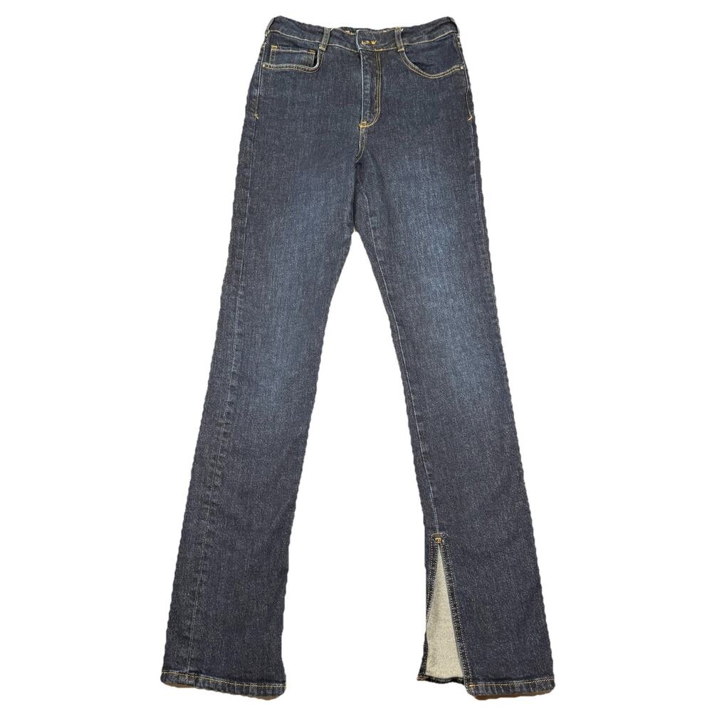 PILCRO Jeans Blue Straight Leg Split Hem High Rise Dark Wash Women’s Size 28